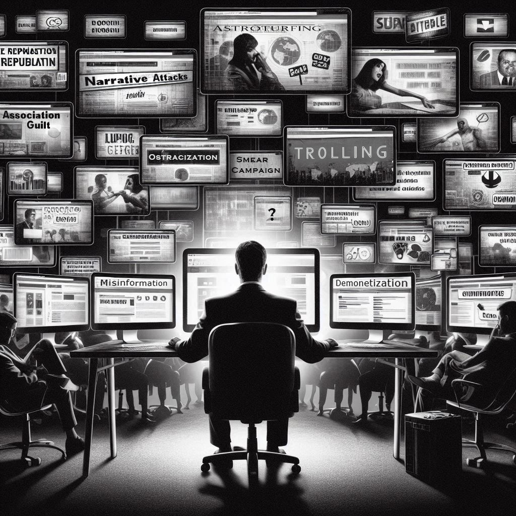Types of Online Reputation Attacks on computer screens