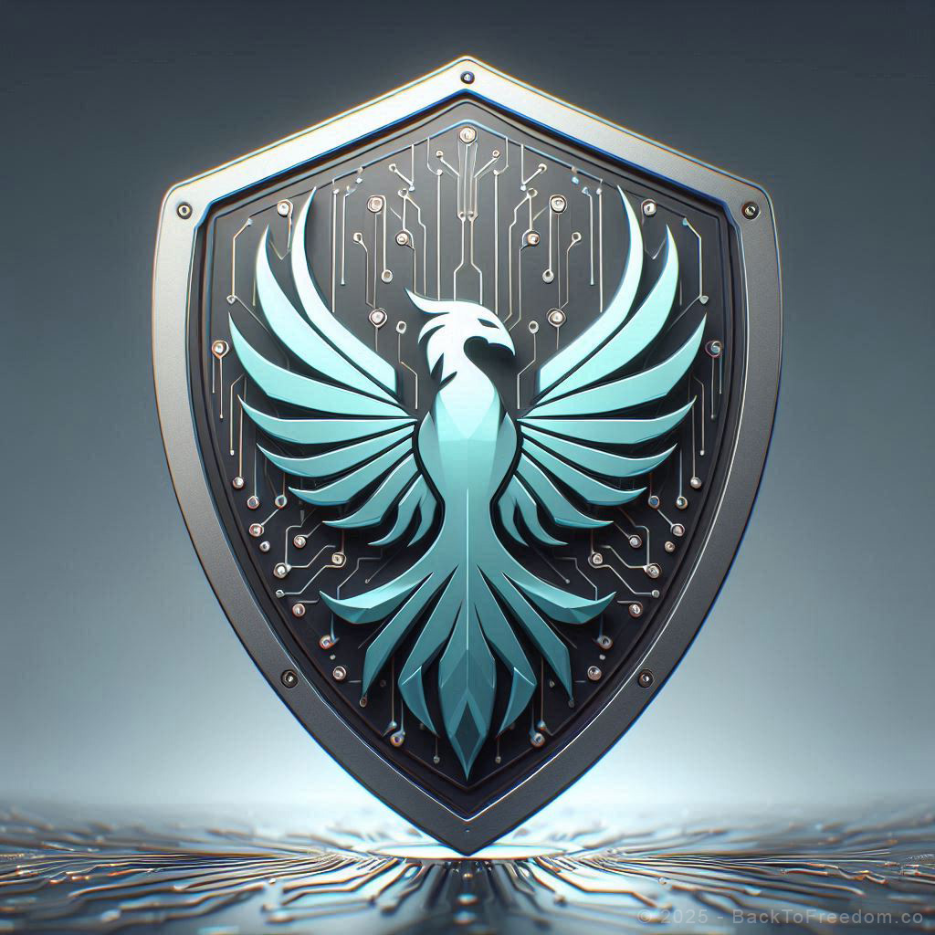 Cybershield with stylized Phoenix emblazoned on it