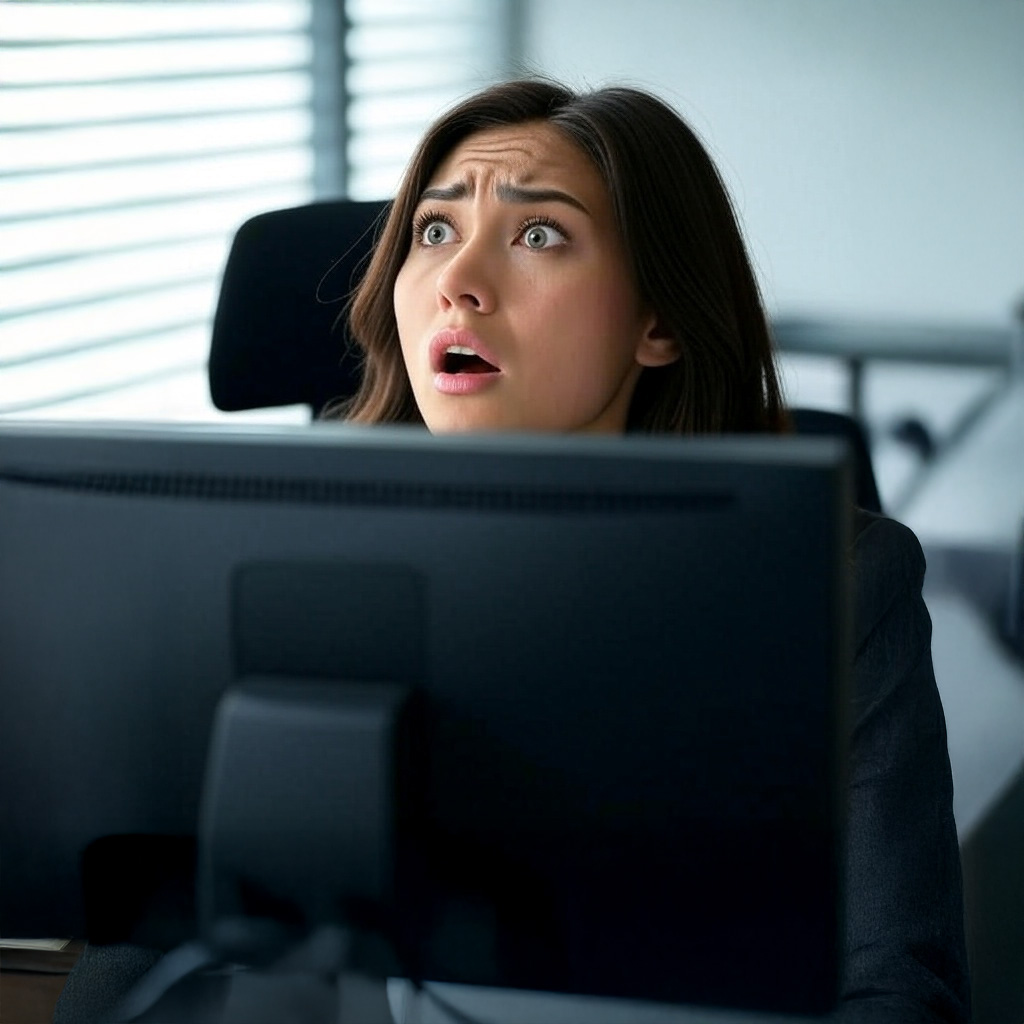Cyber Security Awareness Training - A PErsonal Assistant looks terrified after clicking on a Phishing link