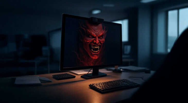 A Lenovo Computer Screen, infested with malware and assorted other malicious things