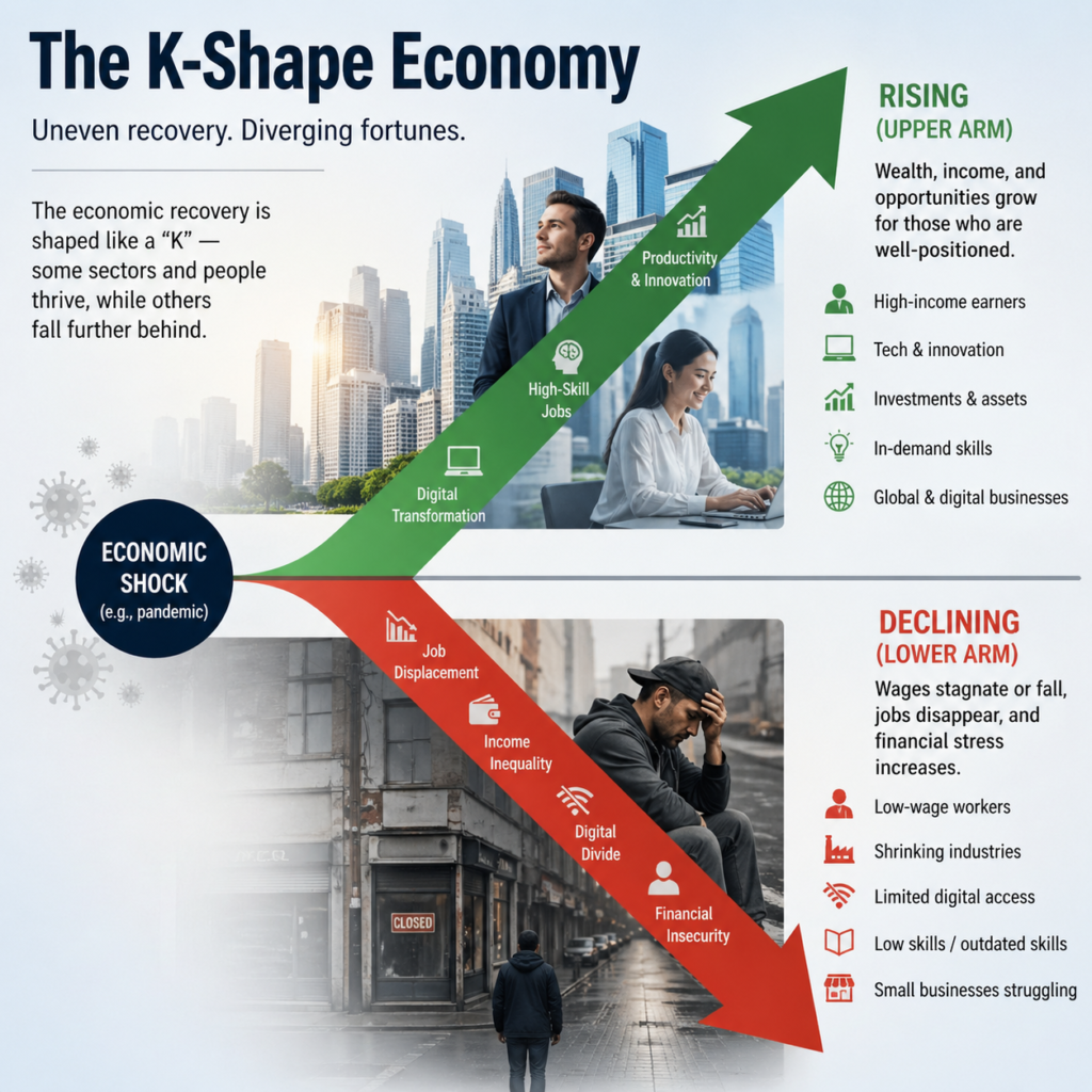 The K-shape Economy... Diverging Fortunes. Uneven Rewards