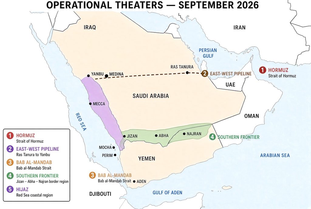 Overview Map of the Saudi and Yemeni operational theaters as of late September 2026